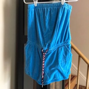 Juicy Couture strapless romper with drawstring seeing stars color blithe medium